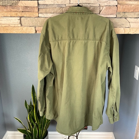 VTG Levi’s Outdoor Camping Denim Shirt Workwear Rugged Utility Earthy Green XL - Picture 5 of 8